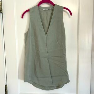 T by Alexander Wang Sage Green Sleeveless V-Neck Blouse